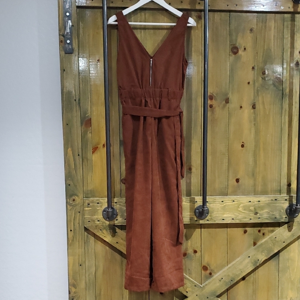 Brown Romper Jumpsuit Corduroy,with Belt, Streetwear, NWT, Wide Leg, Super Cute